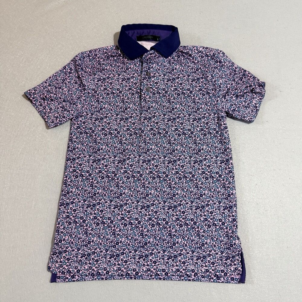 Greyson Polo Floral Boy’s Size Large Purple Pink Blue